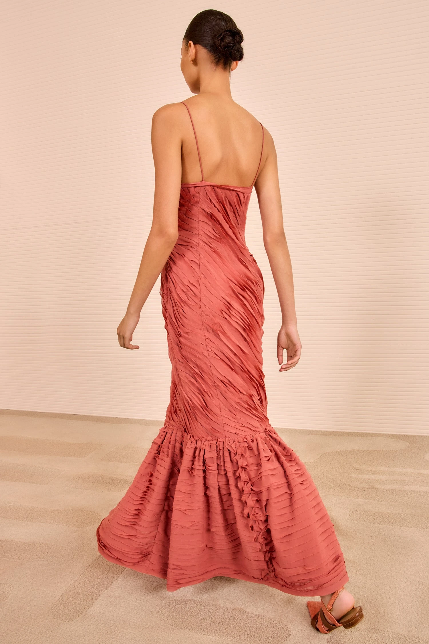 ULLA JOHNSON Augustina Cami Long Trumpet Dress - Chestnut 4 ULLA JOHNSON Augustina Cami Long Trumpet Dress - Chestnut - Image 4