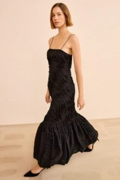 ULLA JOHNSON Augustina Cami Long Trumpet Dress - Noir