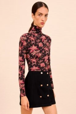 ULLA JOHNSON Aurelia Jersey Long Sleeve Turtleneck - Midnight Lily