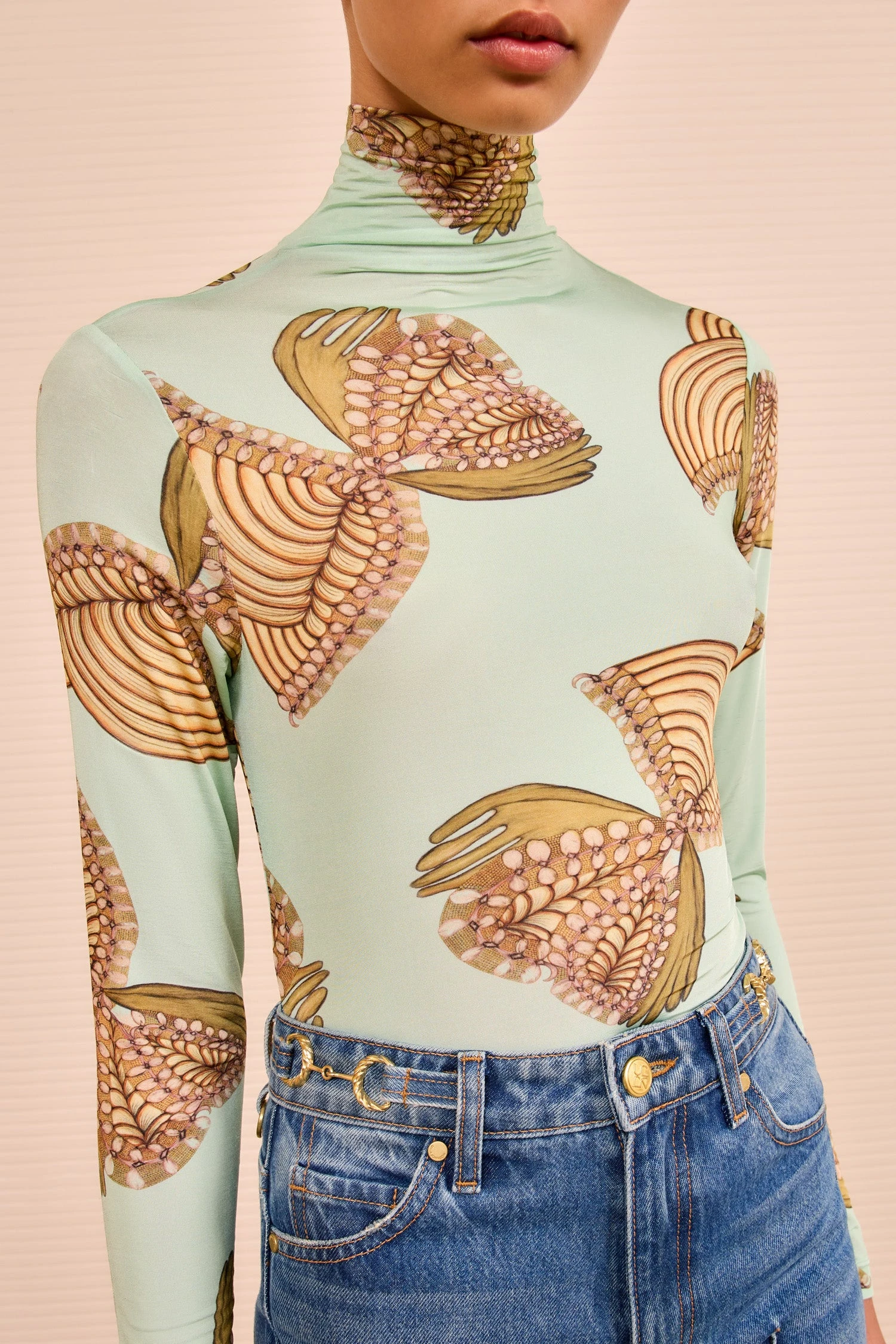 ULLA JOHNSON Aurelia Turtleneck - Water Blossoms 2 ULLA JOHNSON Aurelia Turtleneck - Water Blossoms - Image 2