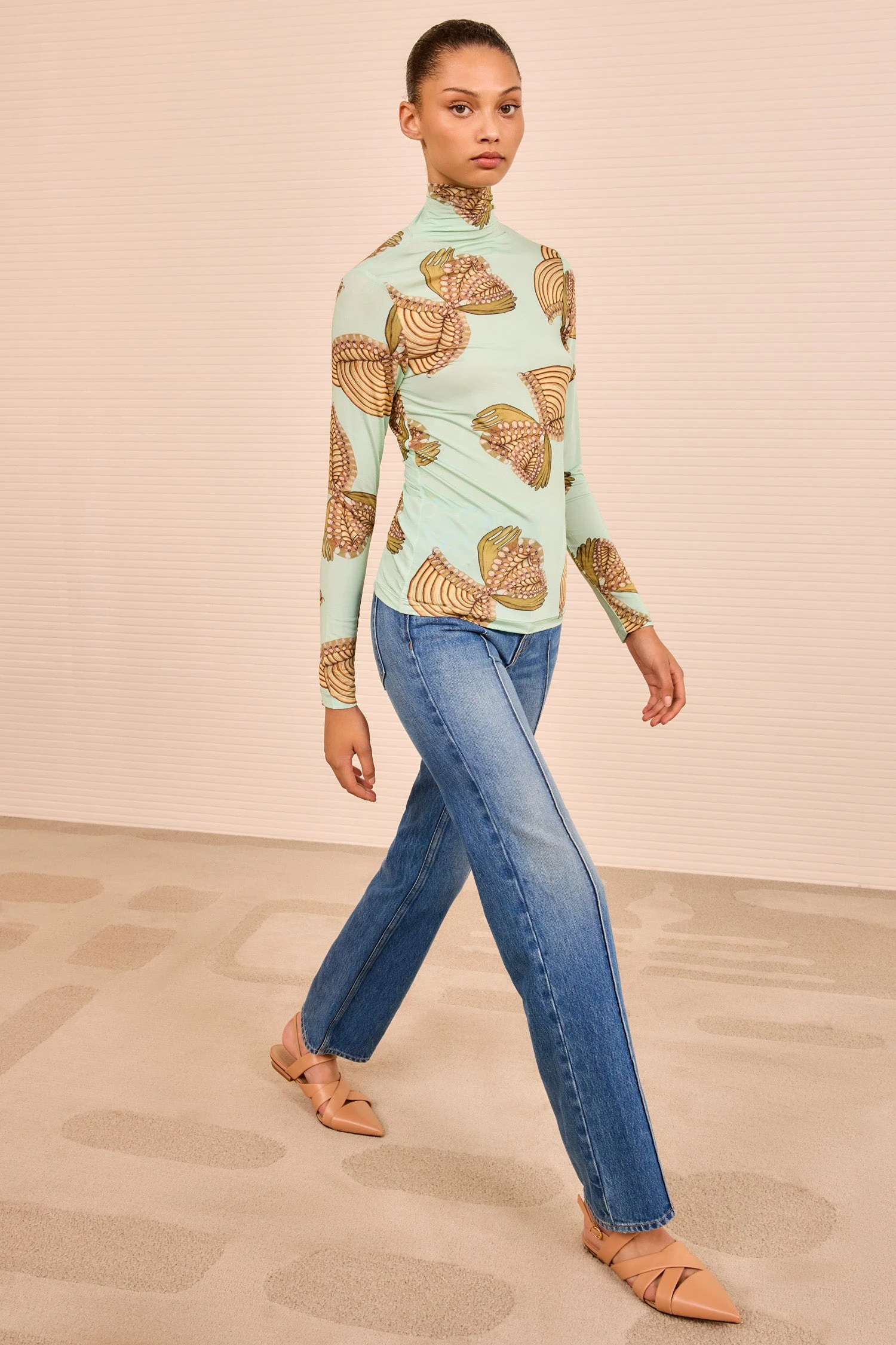 ULLA JOHNSON Aurelia Turtleneck - Water Blossoms 3 ULLA JOHNSON Aurelia Turtleneck - Water Blossoms - Image 3