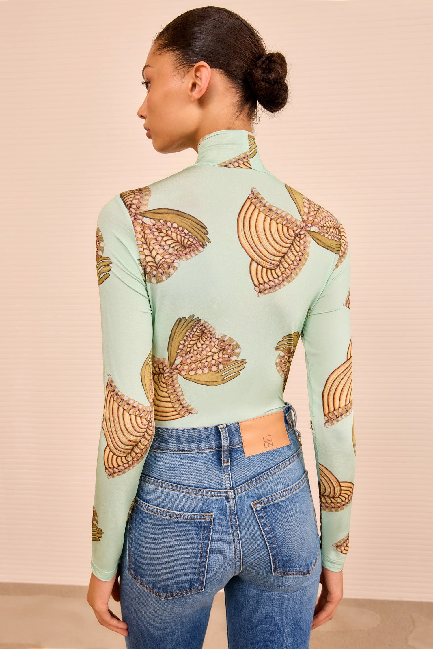 ULLA JOHNSON Aurelia Turtleneck - Water Blossoms 4 ULLA JOHNSON Aurelia Turtleneck - Water Blossoms - Image 4