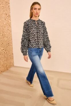 ULLA JOHNSON Azrou Cotton Long Sleeve Blouse - Graphite