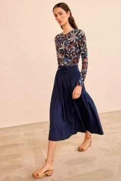 ULLA JOHNSON Blythe Drop Waist Midi Skirt - Midnight