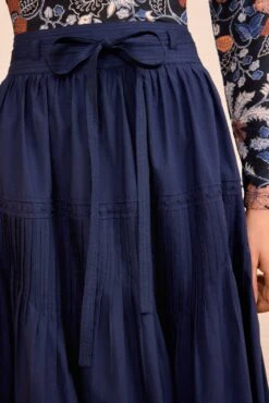 ULLA JOHNSON Blythe Drop Waist Midi Skirt - Midnight -ULLA JOHNSON Outlet ULLAJOHNSON BLYTHESKIRT MIDNIGHT UJ990339 03