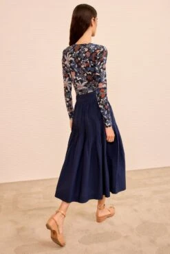 ULLA JOHNSON Blythe Drop Waist Midi Skirt - Midnight -ULLA JOHNSON Outlet ULLAJOHNSON BLYTHESKIRT MIDNIGHT UJ990339 04