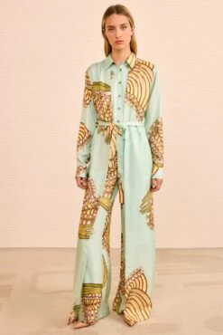 ULLA JOHNSON Bricolage Belted Jumpsuit - Water Blossoms -ULLA JOHNSON Outlet ULLAJOHNSON BricolageSilkLongSleeveJumpsuit WATERBLOSSOMS PS260412 01 MAIN