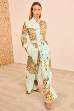 ULLA JOHNSON Bricolage Belted Jumpsuit - Water Blossoms -ULLA JOHNSON Outlet ULLAJOHNSON BricolageSilkLongSleeveJumpsuit WATERBLOSSOMS PS260412 04