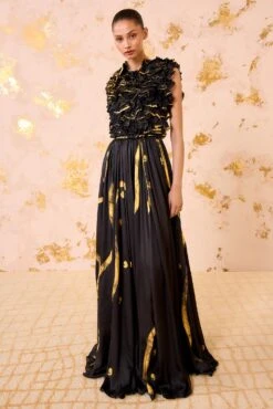 ULLA JOHNSON Byzantine Handpainted Silk Backless Gown - Gild