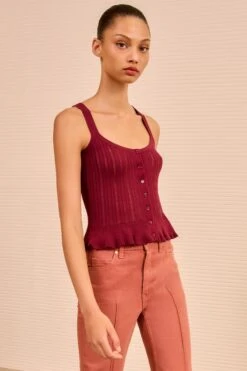 ULLA JOHNSON Callie Knit Camisole - Claret