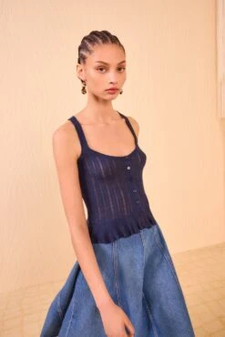 ULLA JOHNSON Callie Knit Camisole - Midnight 6 ULLA JOHNSON Callie Knit Camisole - Midnight -ULLA JOHNSON Outlet ULLAJOHNSON CallieKnitCamisole MIDNIGHT PF250735 03