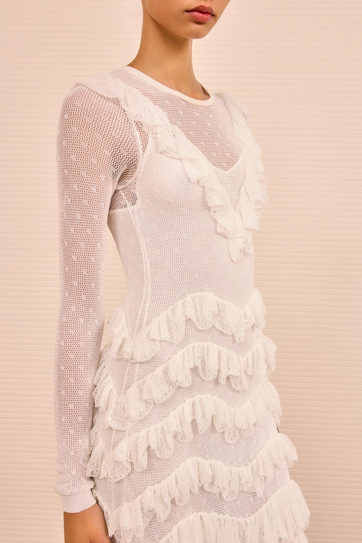 ULLA JOHNSON Calliope Long Sleeve Tiered Ruffle Long Dress - Cowrie 2 ULLA JOHNSON Calliope Long Sleeve Tiered Ruffle Long Dress - Cowrie - Image 2