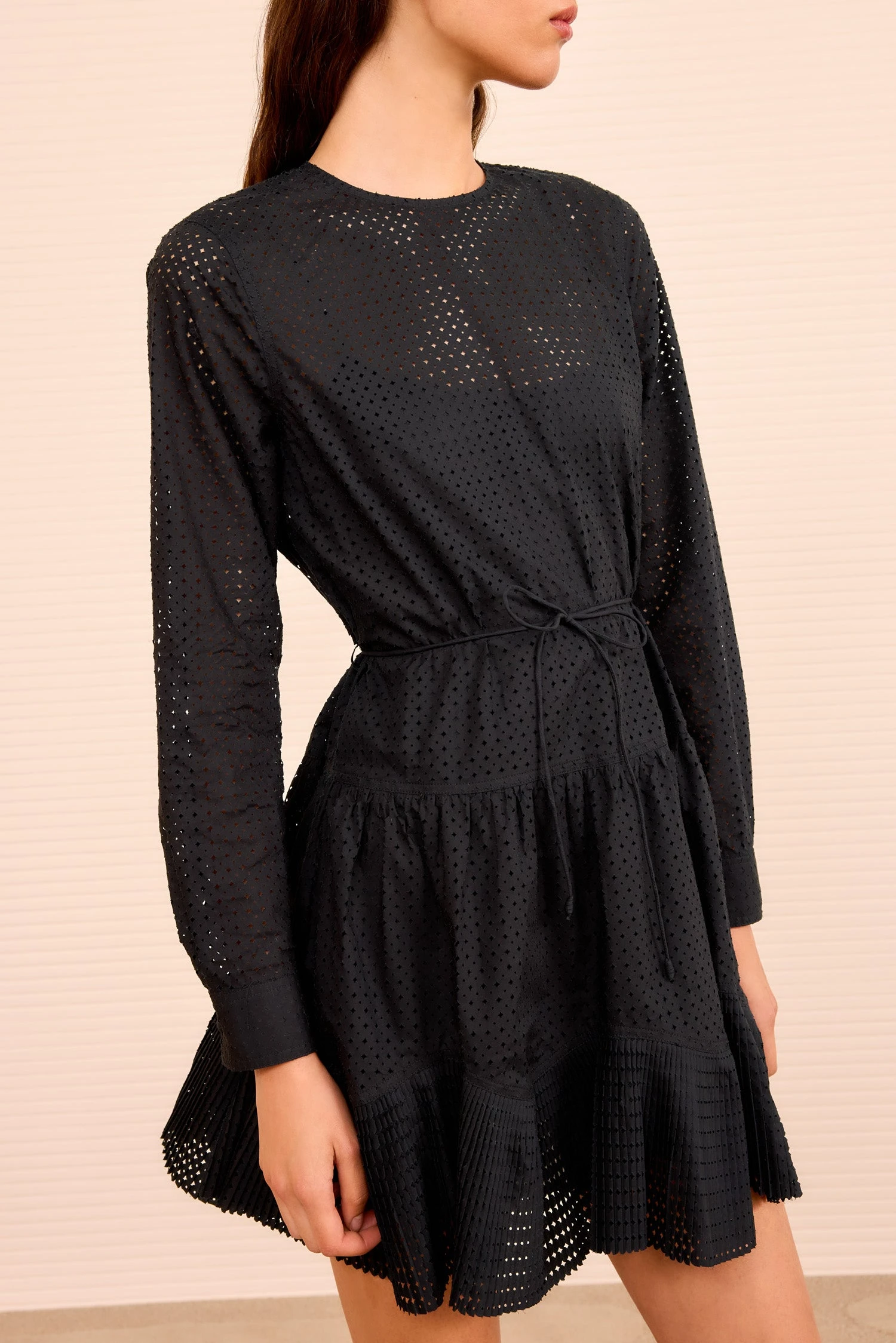 ULLA JOHNSON Candace Long Sleeve Belted Mini Dress - Noir 2 ULLA JOHNSON Candace Long Sleeve Belted Mini Dress - Noir - Image 2