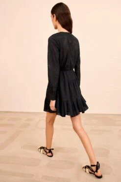 ULLA JOHNSON Candace Long Sleeve Belted Mini Dress - Noir 7 ULLA JOHNSON Candace Long Sleeve Belted Mini Dress - Noir -ULLA JOHNSON Outlet ULLAJOHNSON CandaceButtonUpCottonDress NOIR PS260163 04