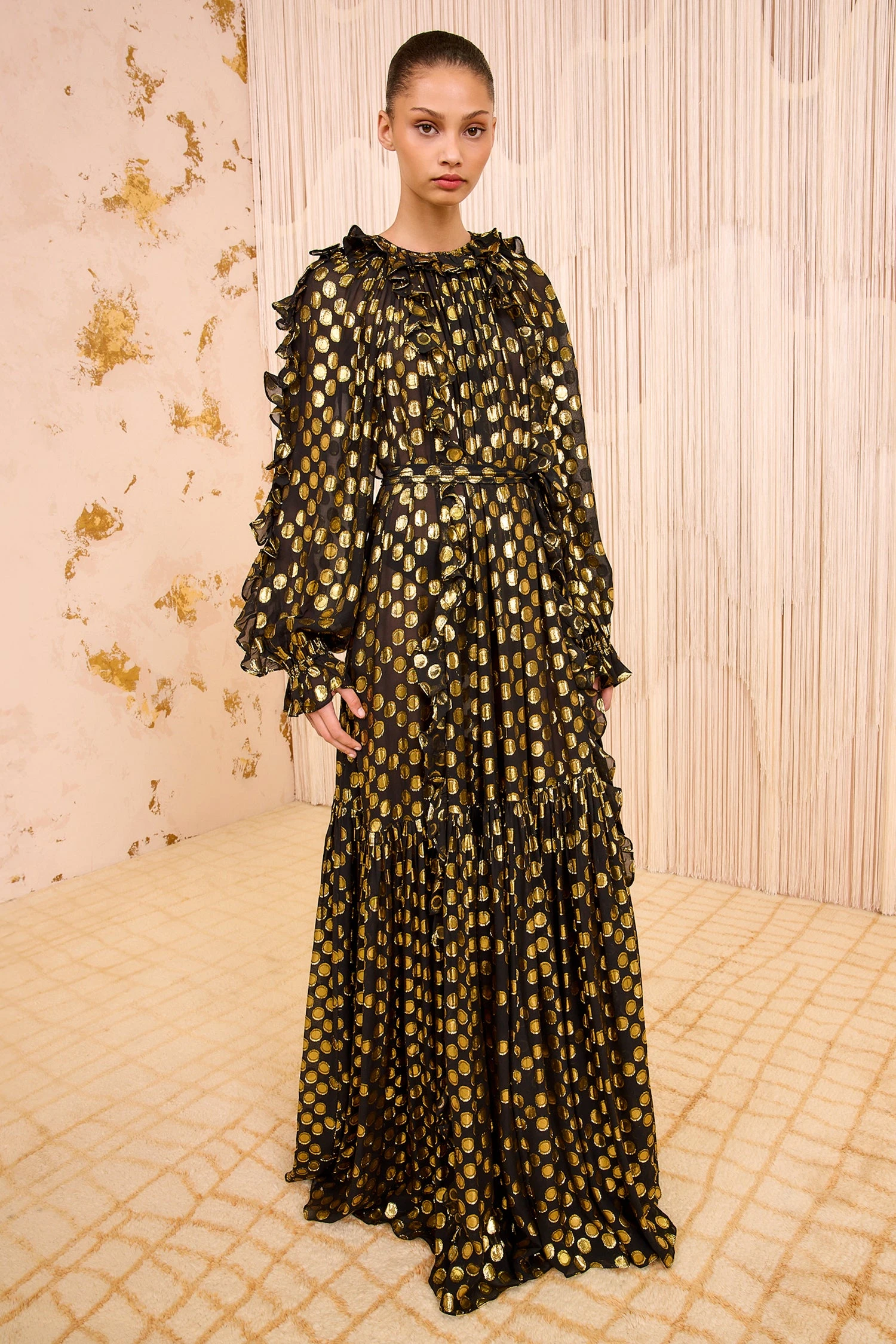 ULLA JOHNSON Celestina Silk Long Sleeve Gown - Obsidian 3 ULLA JOHNSON Celestina Silk Long Sleeve Gown - Obsidian - Image 3