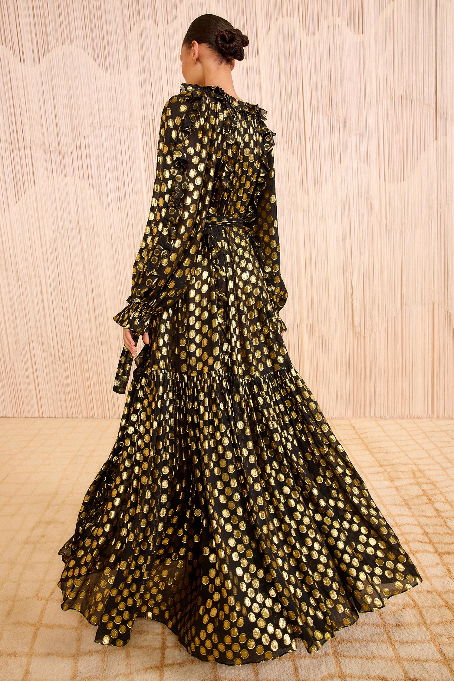 ULLA JOHNSON Celestina Silk Long Sleeve Gown - Obsidian 4 ULLA JOHNSON Celestina Silk Long Sleeve Gown - Obsidian - Image 4