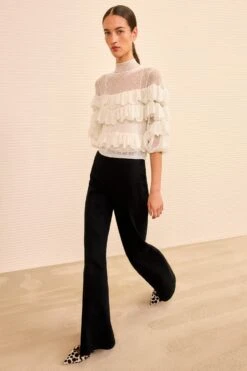 ULLA JOHNSON Corinna Mock Neck Tiered Ruffle Top - Cowrie 7 ULLA JOHNSON Corinna Mock Neck Tiered Ruffle Top - Cowrie -ULLA JOHNSON Outlet ULLAJOHNSON CorinnaHighNeckKnitTop COWRIE PS260719 03