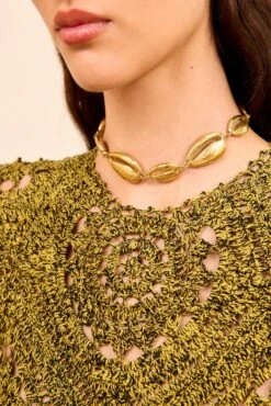 ULLA JOHNSON Cowrie Shell Brass Necklace - Brass -ULLA JOHNSON Outlet ULLAJOHNSON CowrieShellBrassNecklace BRASS PS261406 01 MAIN