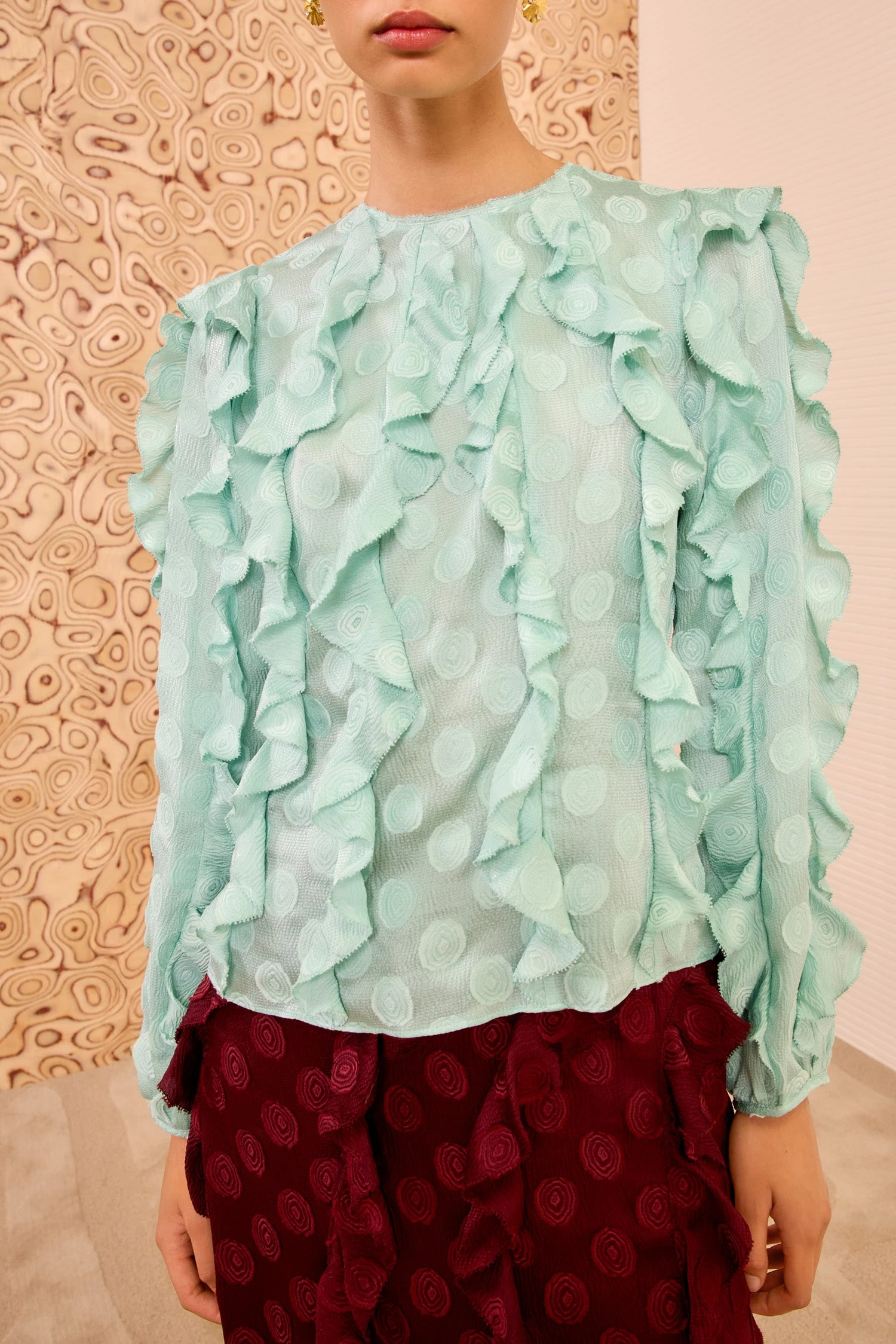 ULLA JOHNSON Della Cascading Ruffle Blouse - Beryl 2 ULLA JOHNSON Della Cascading Ruffle Blouse - Beryl - Image 2