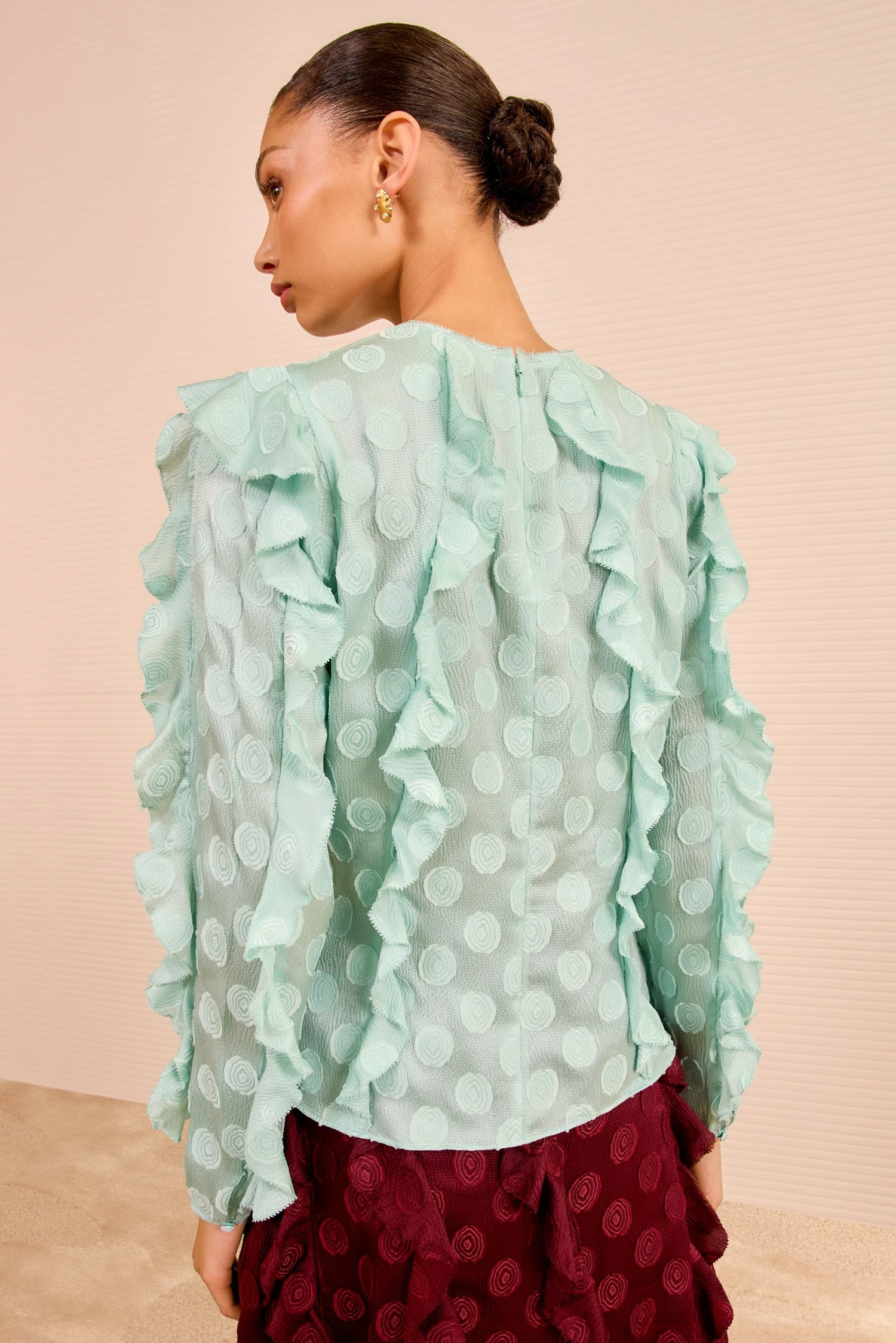 ULLA JOHNSON Della Cascading Ruffle Blouse - Beryl 5 ULLA JOHNSON Della Cascading Ruffle Blouse - Beryl - Image 5