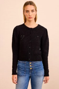 ULLA JOHNSON Delphina Long Sleeve Cardigan - Noir -ULLA JOHNSON Outlet ULLAJOHNSON DelphinaKnitCardigan NOIR PS260751 03