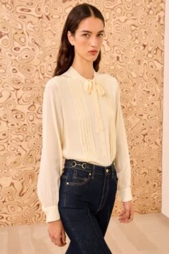 ULLA JOHNSON Delvine Long Sleeve Blouse - Cowrie