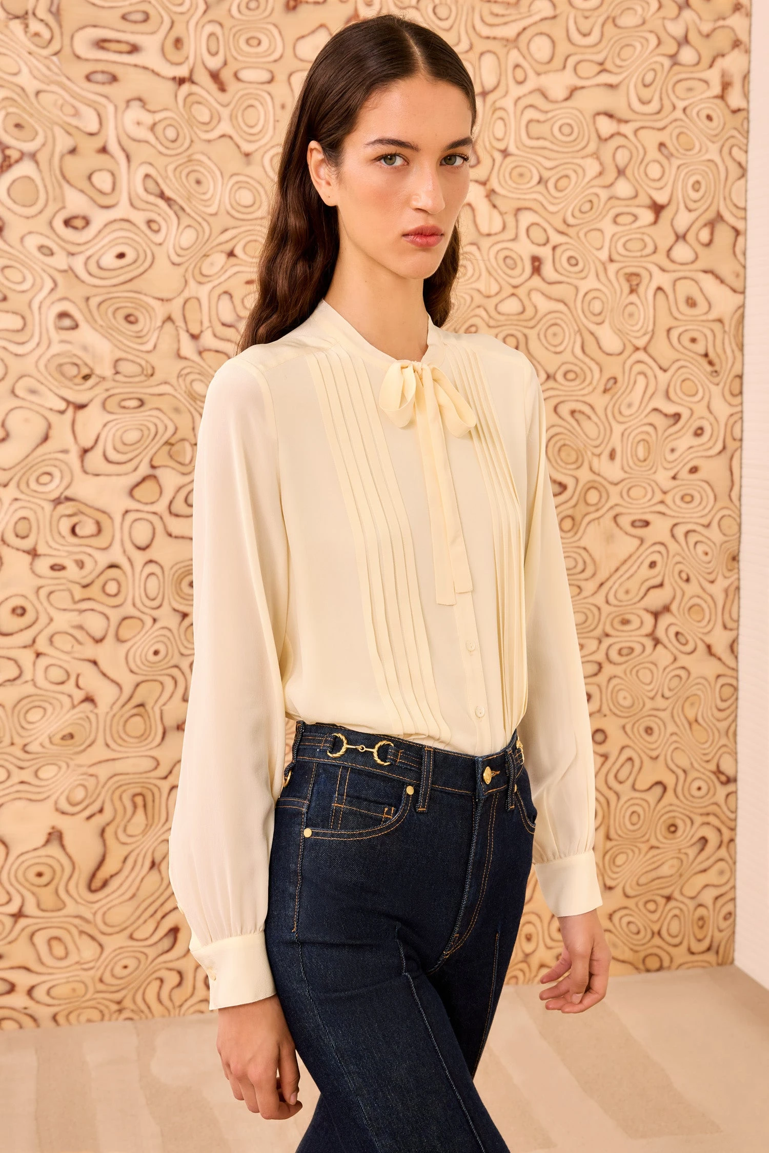 ULLA JOHNSON Delvine Long Sleeve Blouse - Cowrie 1 ULLA JOHNSON Delvine Long Sleeve Blouse - Cowrie