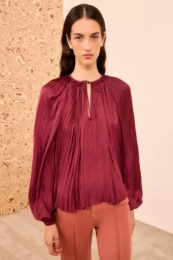 ULLA JOHNSON Electra Long Sleeve Blouse - Claret -ULLA JOHNSON Outlet ULLAJOHNSON ElectraLongSleeveBlouse CLARET PS260233 03