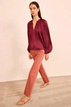 ULLA JOHNSON Electra Long Sleeve Blouse - Claret -ULLA JOHNSON Outlet ULLAJOHNSON ElectraLongSleeveBlouse CLARET PS260233 04
