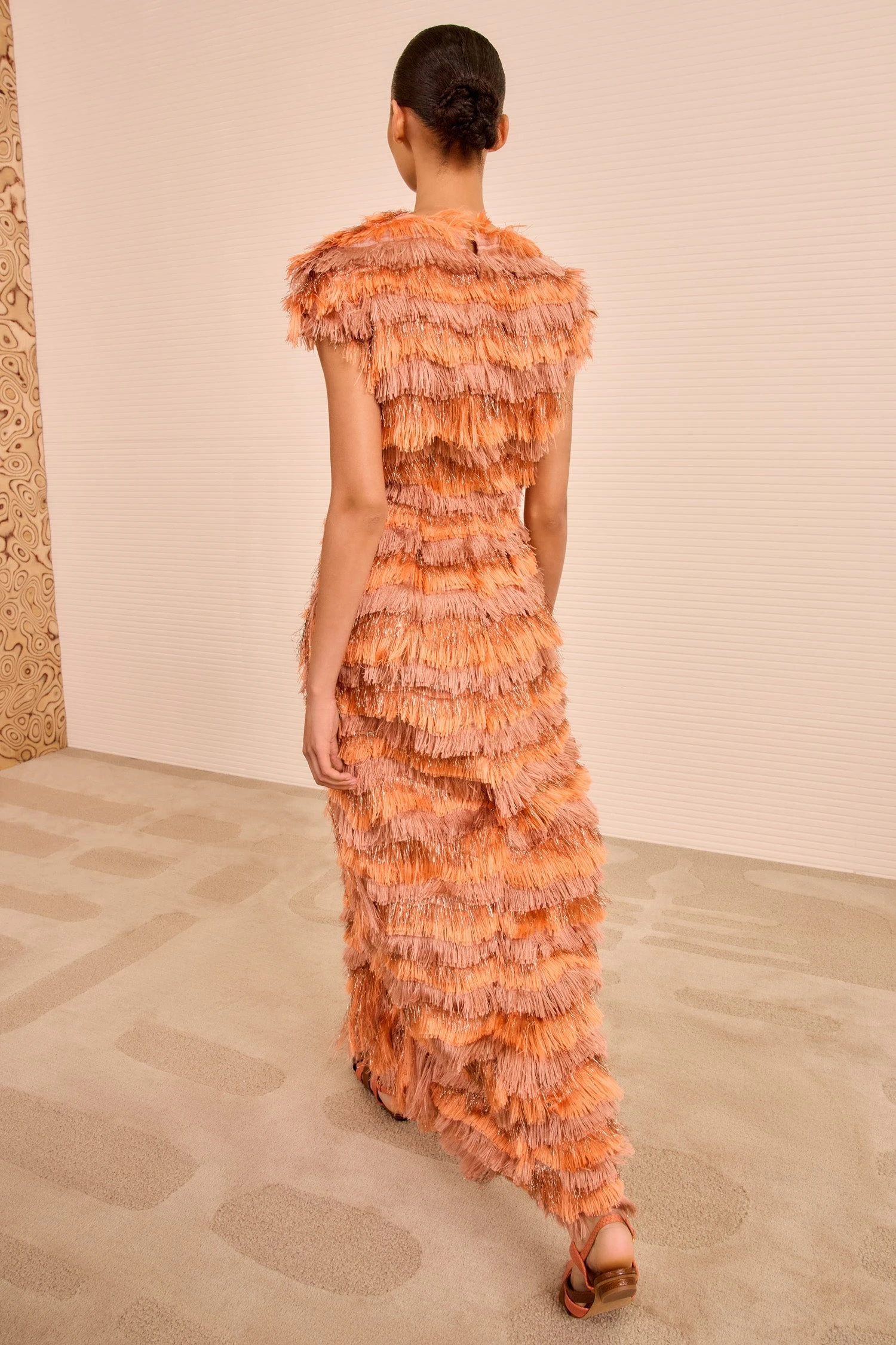 ULLA JOHNSON Elowyn Fringe Midi Dress - Coral 5 ULLA JOHNSON Elowyn Fringe Midi Dress - Coral - Image 5