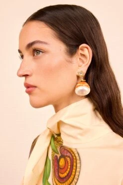 ULLA JOHNSON Embellished Shell Drop Earring - Pearlescent -ULLA JOHNSON Outlet ULLAJOHNSON EmbellishedShellDropEarring PEARLESCENT PS261408 02 Alt