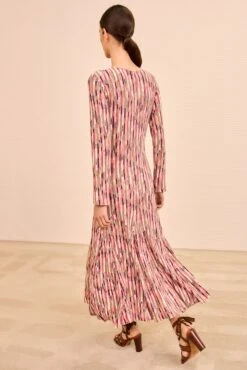 ULLA JOHNSON Estella Multicolor Midi Dress - Rosewood -ULLA JOHNSON Outlet ULLAJOHNSON EstellaMulticolorKnitDress ROSEWOOD PS260713 04