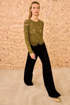 ULLA JOHNSON Eugnie Hand Crochet Top - Olive -ULLA JOHNSON Outlet ULLAJOHNSON EugenieCrochetedTop OLIVE PS260704 03