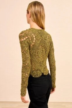 ULLA JOHNSON Eugnie Hand Crochet Top - Olive -ULLA JOHNSON Outlet ULLAJOHNSON EugenieCrochetedTop OLIVE PS260704 05