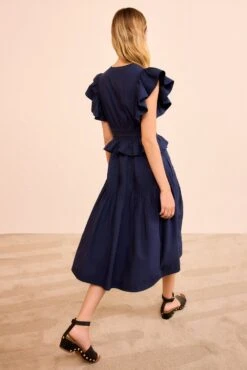 ULLA JOHNSON Florence Flutter Sleeve Midi Dress - Midnight 7 ULLA JOHNSON Florence Flutter Sleeve Midi Dress - Midnight -ULLA JOHNSON Outlet ULLAJOHNSON FLORENCEDRESS MIDNIGHT UJ9901000 04