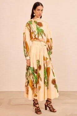 ULLA JOHNSON Filagree Midi Skirt - Inner Nature -ULLA JOHNSON Outlet ULLAJOHNSON FilagreeCottonSilkMidiSkirt INNERNATURE PS260318 04