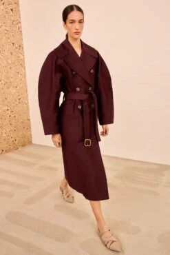 ULLA JOHNSON Fleur Belted Trench Coat - Claret