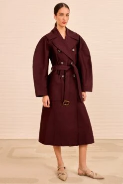 ULLA JOHNSON Fleur Belted Trench Coat - Claret -ULLA JOHNSON Outlet ULLAJOHNSON FleurPrintedTrenchCoat CLARET PS261203 03 ed71916d fb96 4e51 9133 e6821e0a5770