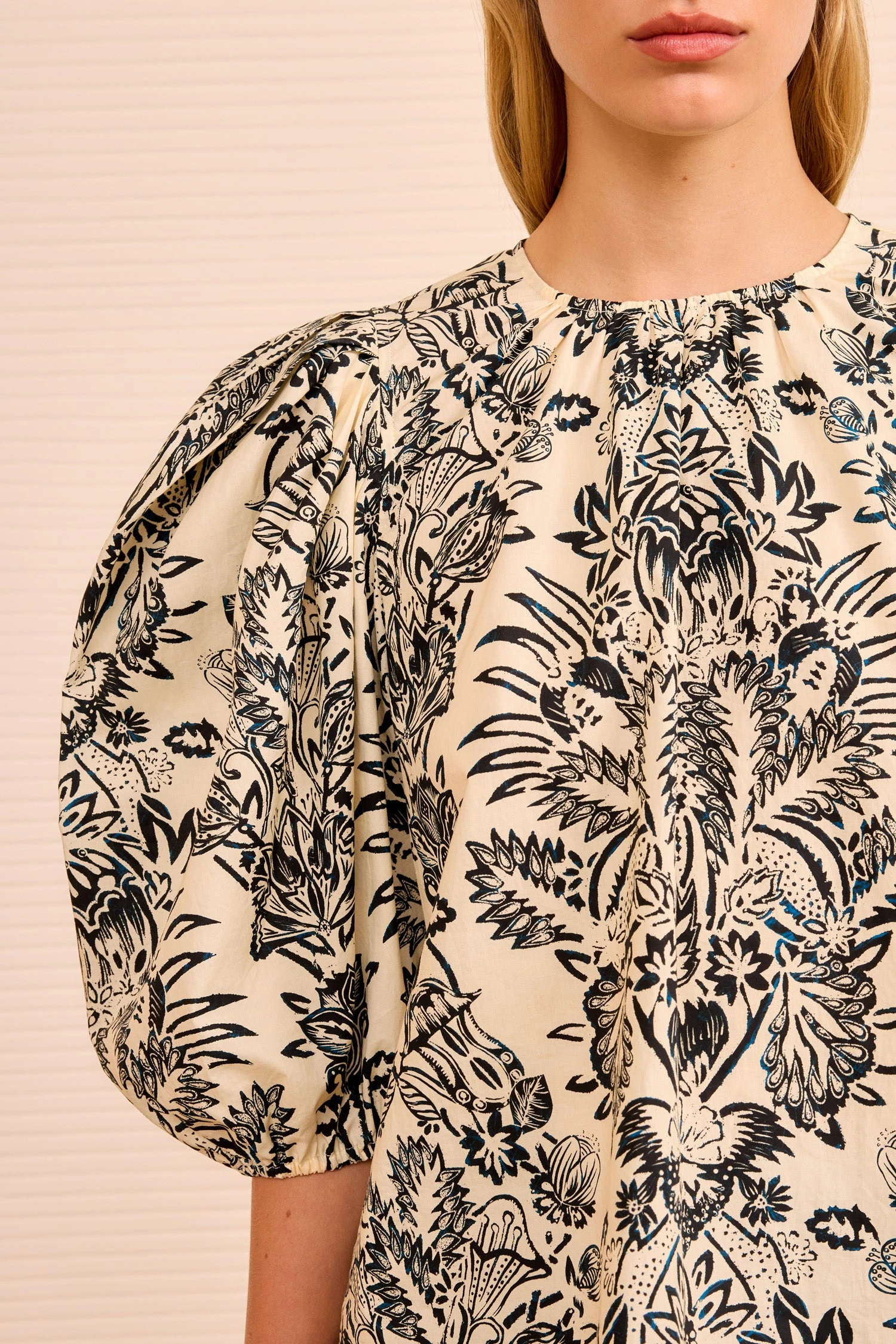 ULLA JOHNSON Frantiska Puff Sleeve Top - Ivory Flora 3 ULLA JOHNSON Frantiska Puff Sleeve Top - Ivory Flora - Image 3