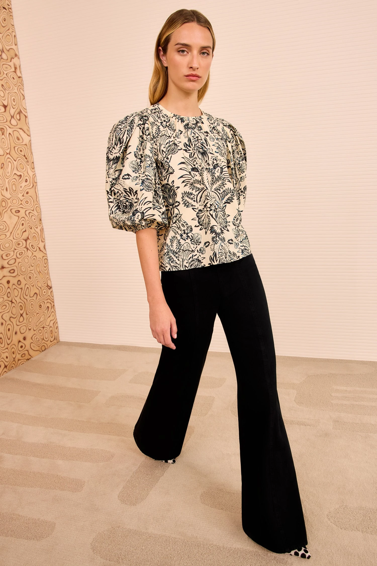 ULLA JOHNSON Frantiska Puff Sleeve Top - Ivory Flora 4 ULLA JOHNSON Frantiska Puff Sleeve Top - Ivory Flora - Image 4