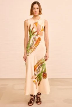 ULLA JOHNSON Gaea Midi Dress - Inner Nature -ULLA JOHNSON Outlet ULLAJOHNSON GaeaSleevelessSilkDress INNERNATURE PS260153 04