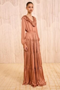 ULLA JOHNSON Gaelle Silk High Waist Maxi Skirt - Desert Rose