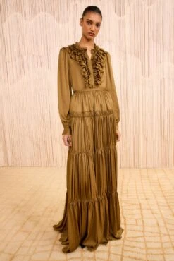 ULLA JOHNSON Gaelle Silk High Waist Maxi Skirt - Willow -ULLA JOHNSON Outlet ULLAJOHNSON GaelleSilkHighWaistMaxiSkirt WILLOW FA250317 03