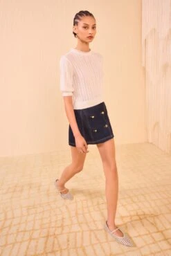 ULLA JOHNSON Gemma Short Sleeve Knit Top - Pristine