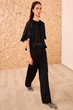 ULLA JOHNSON Helaine Short Sleeve Top - Noir -ULLA JOHNSON Outlet ULLAJOHNSON HelaineFlowyShortSleeveTop NOIR PS260257 03