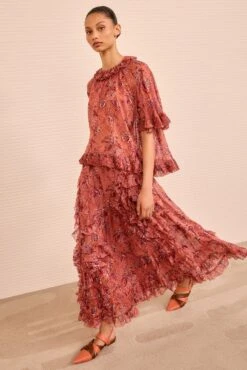 ULLA JOHNSON Helaine Short Sleeve Top - Oleander