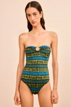 ULLA JOHNSON Hydra Strapless Maillot With Ring Detail - Lagoon