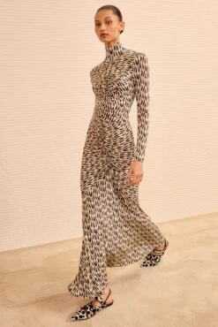 ULLA JOHNSON Ida Long Sleeve Ruched Turtleneck Dress - Silhouette -ULLA JOHNSON Outlet ULLAJOHNSON IdaRuchedTurtleneckTricotDress SILHOUETTE PS260826 03