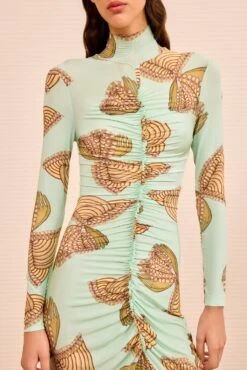 ULLA JOHNSON Ida Ruched Turtleneck Dress - Water Blossoms 8 ULLA JOHNSON Ida Ruched Turtleneck Dress - Water Blossoms -ULLA JOHNSON Outlet ULLAJOHNSON IdaRuchedTurtleneckTricotDress WATERBLOSSOMS PS260830 02 Alt