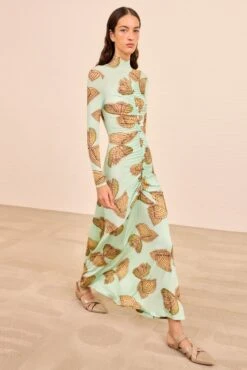 ULLA JOHNSON Ida Ruched Turtleneck Dress - Water Blossoms 9 ULLA JOHNSON Ida Ruched Turtleneck Dress - Water Blossoms -ULLA JOHNSON Outlet ULLAJOHNSON IdaRuchedTurtleneckTricotDress WATERBLOSSOMS PS260830 03